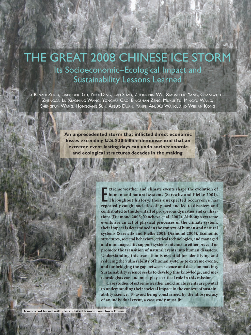 THE GREAT 2008 CHINESE ICE STORM Its Socioeconomic–Ecological Impact and Sustainability Lessons Learned