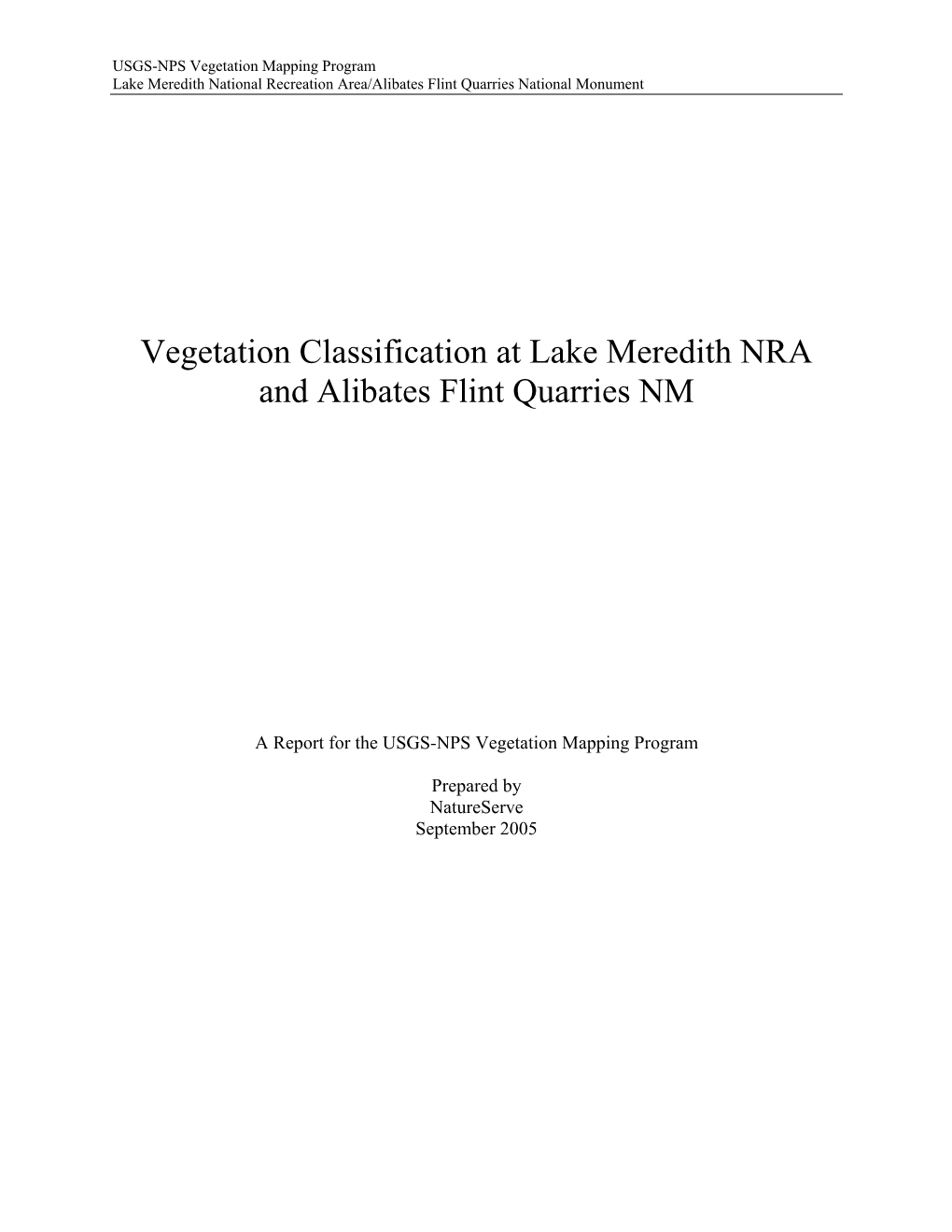 Vegetation Classification and Mapping Project Appendices
