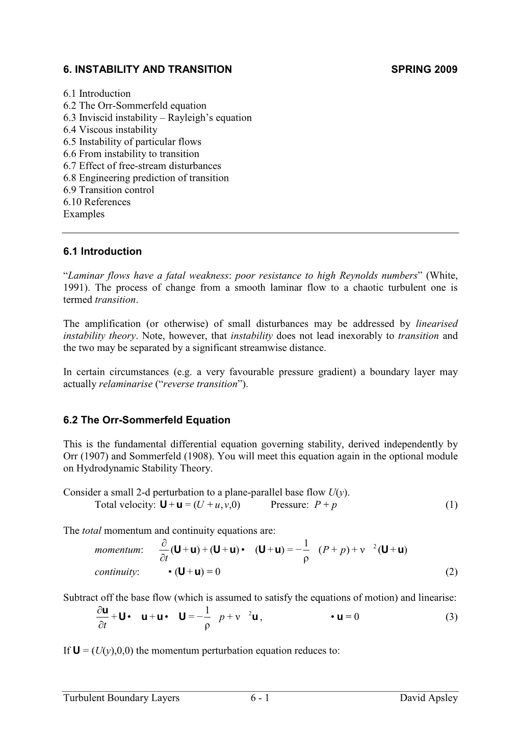 Turbulent Boundary Layers 6