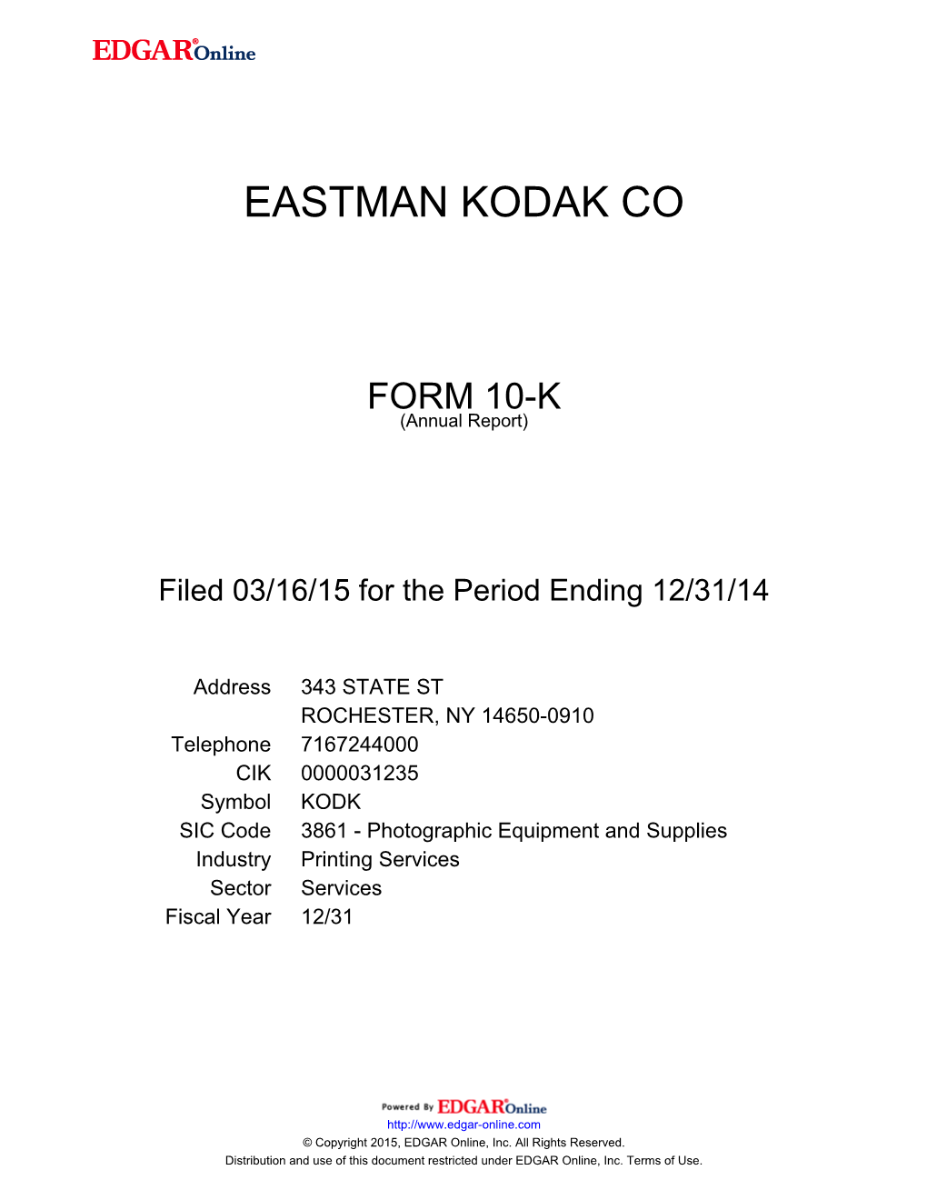 Eastman Kodak Co