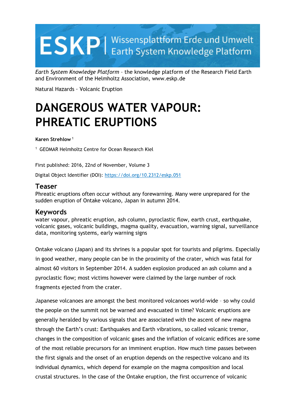 Phreatic Eruptions