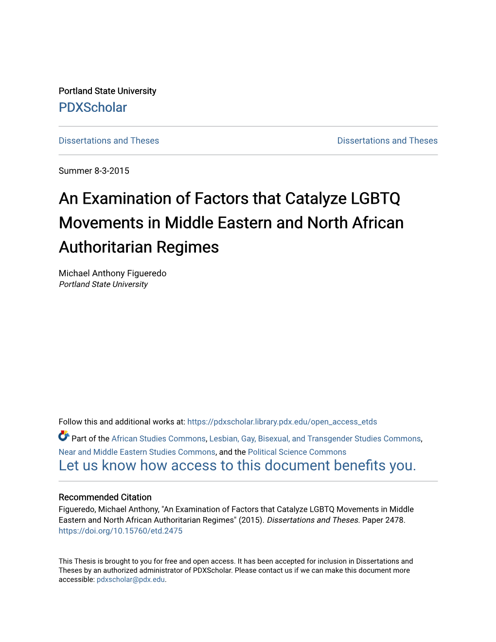 An Examination of Factors That Catalyze LGBTQ Movements in Middle Eastern and North African Authoritarian Regimes