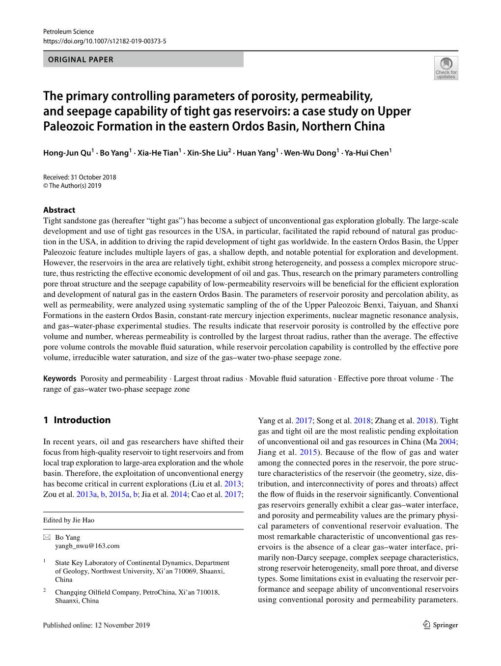 The Primary Controlling Parameters of Porosity, Permeability, and Seepage
