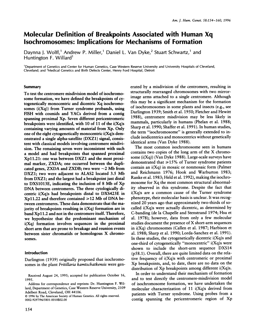 Molecular Definitionof Breakpoints Associatedwith Human Xq