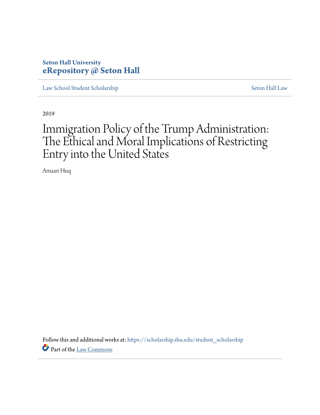 Immigration Policy of the Trump Administration: the Ethical And