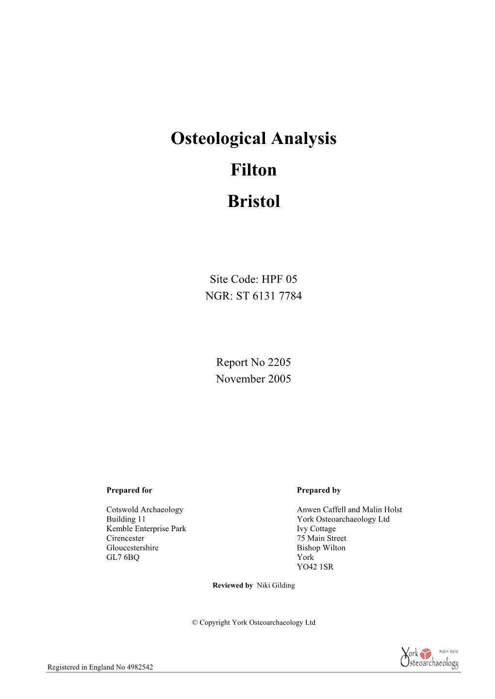 Osteological Analysis Filton Bristol