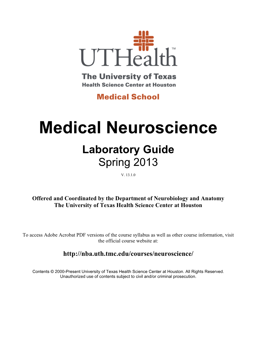 Neuroscience 2013 Laboratory Guide V13.1.0