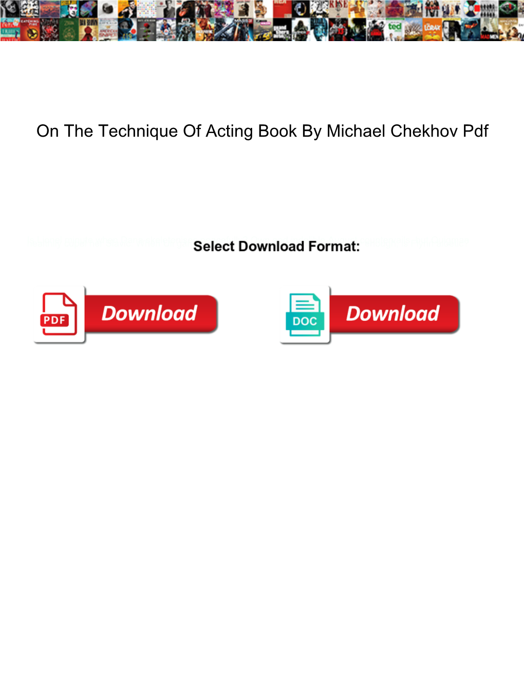 On the Technique of Acting Book by Michael Chekhov Pdf
