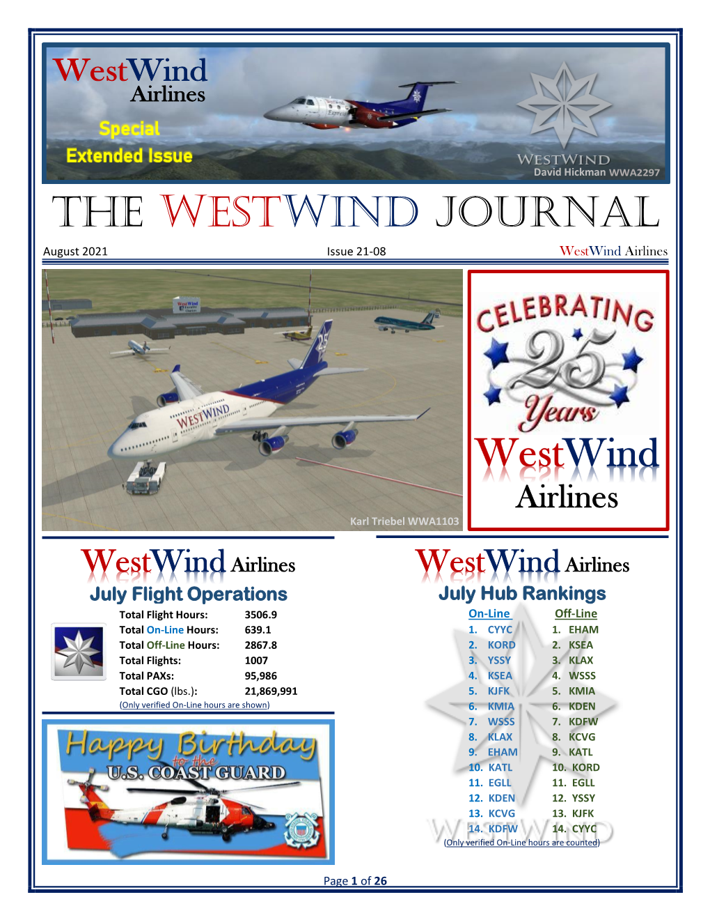 The Westwind Journal August 2021 Issue 21-08 Westwind Airlines