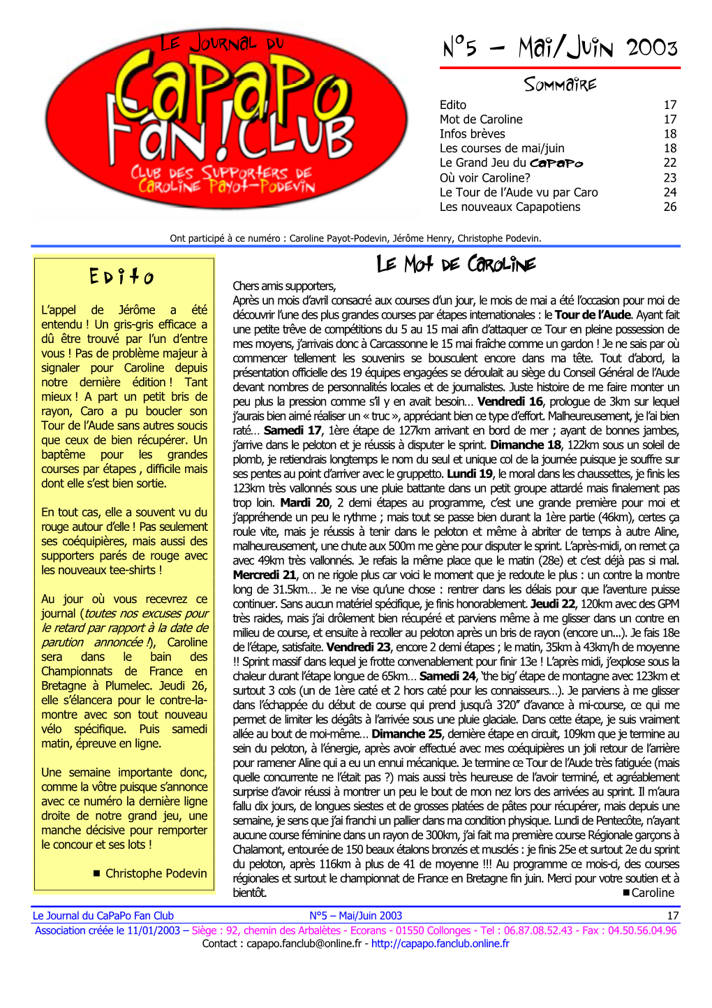 N°5 – Mai/Juin 2003