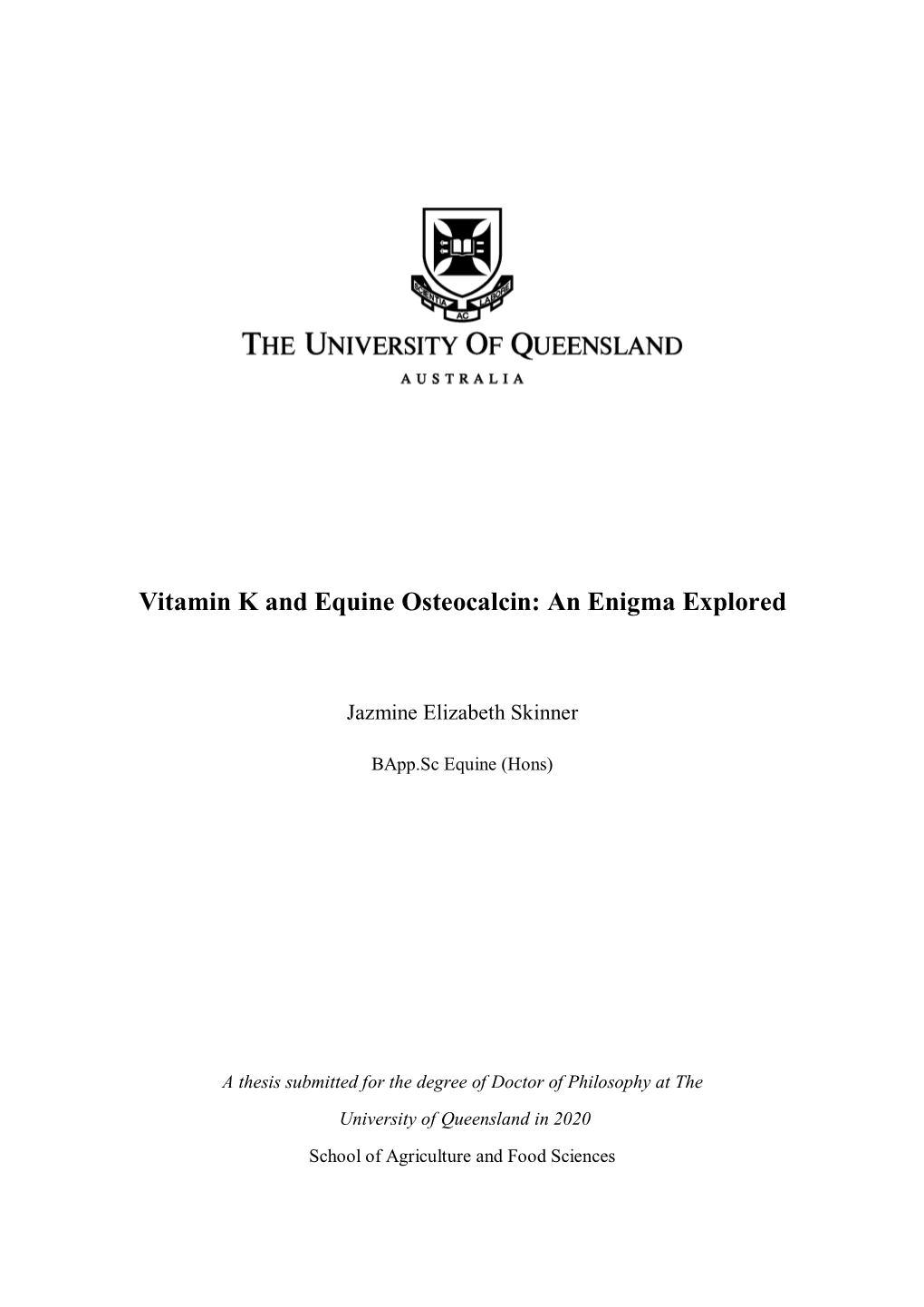 Vitamin K and Equine Osteocalcin: an Enigma Explored