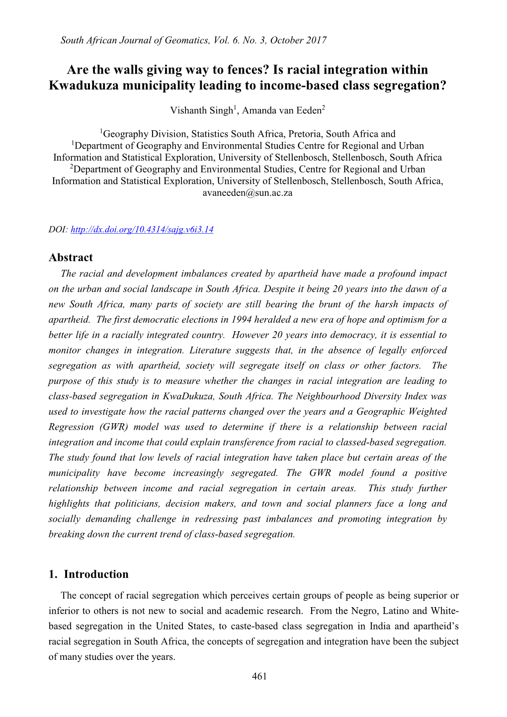 Is Racial Integration Within Kwadukuza Municipality Leading to Income-Based Class Segregation?