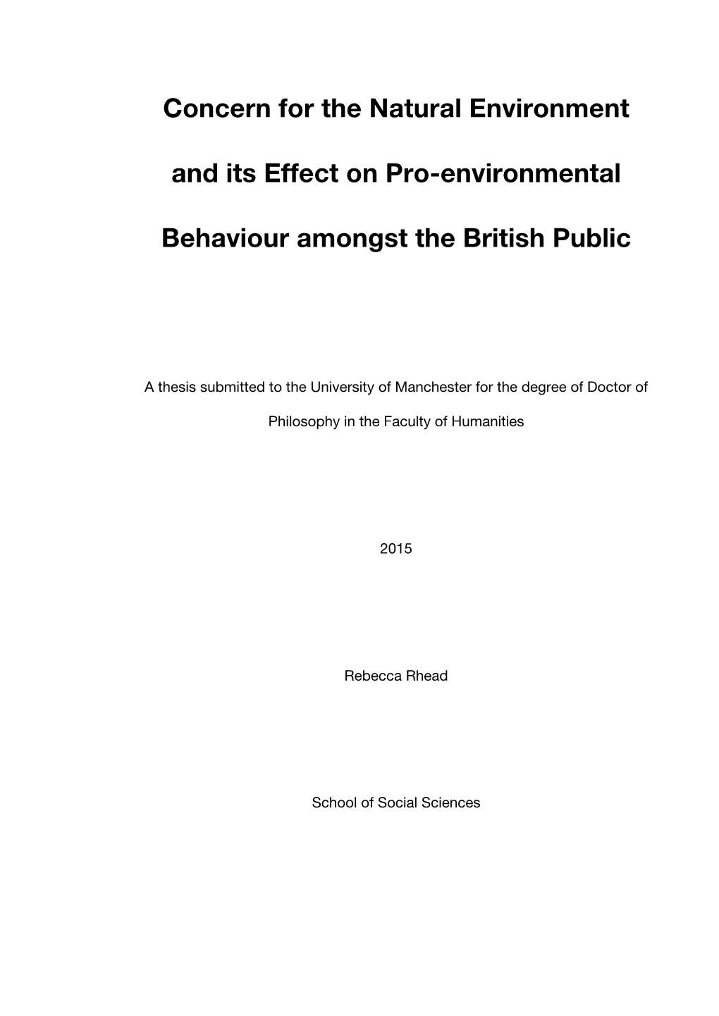 Concern for the Natural Environment and Its Effect on Pro-Environmental