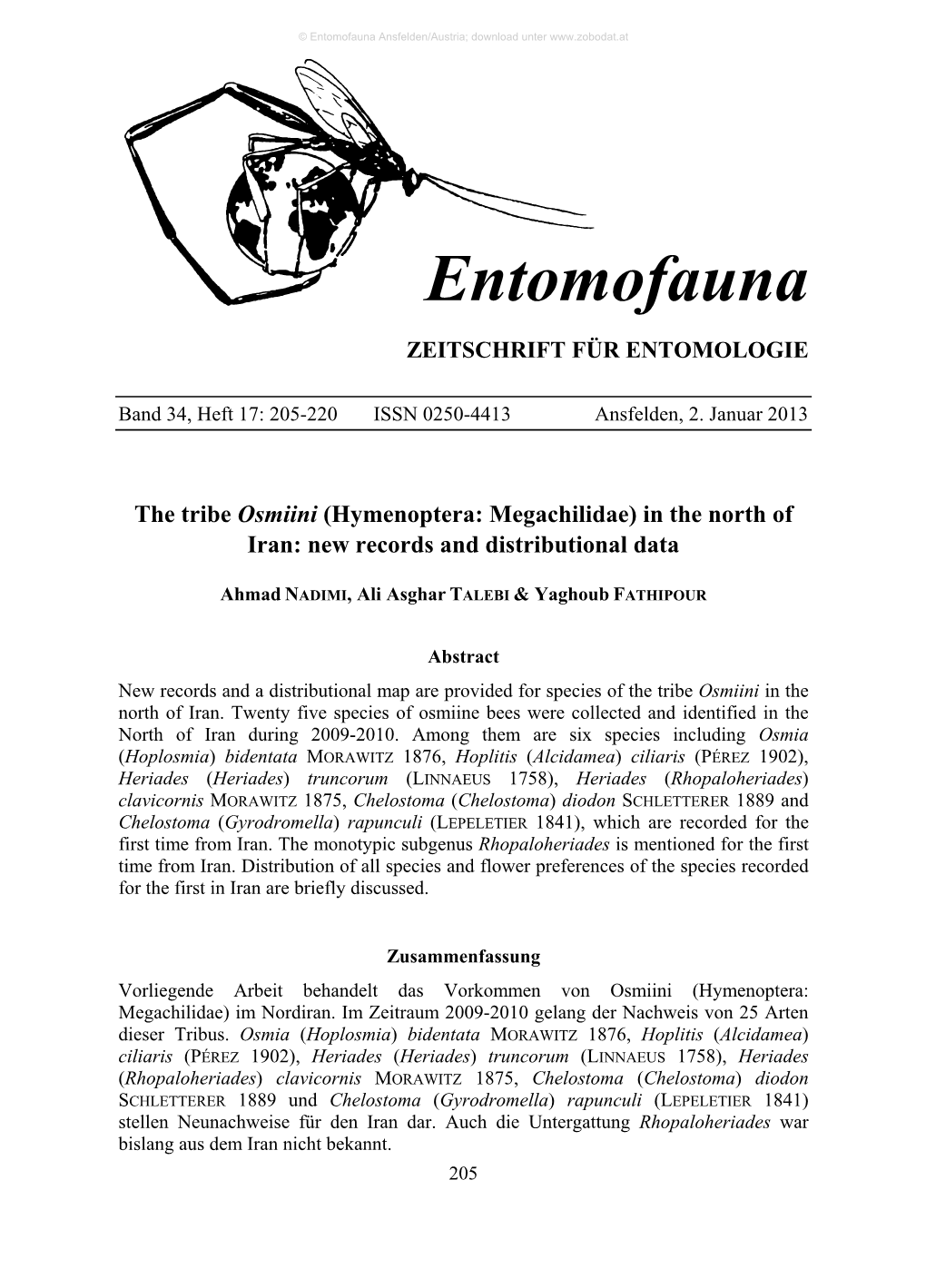 Entomofauna Ansfelden/Austria; Download Unter