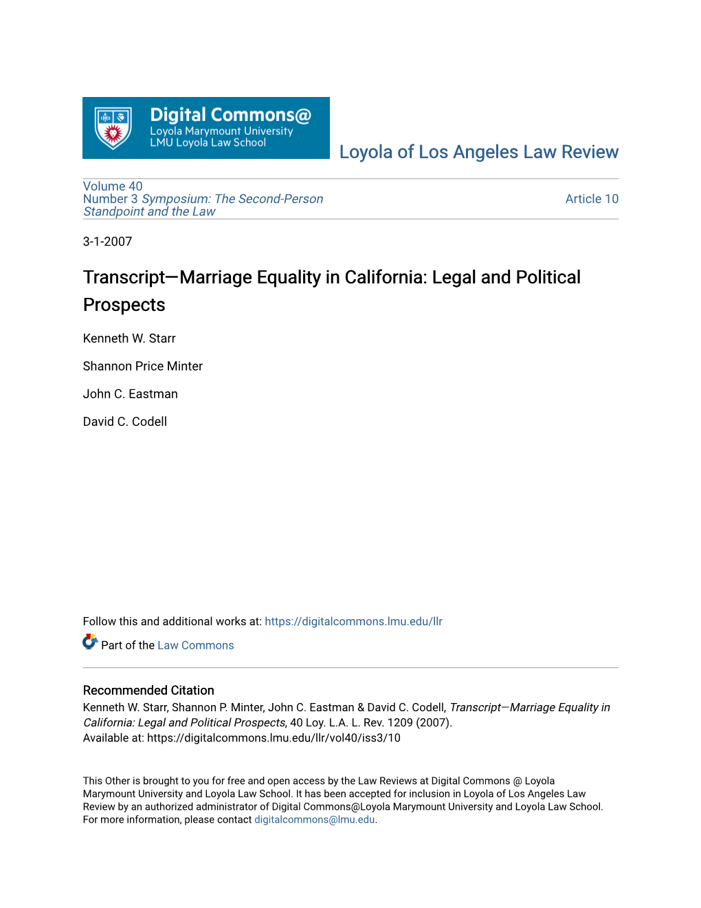Transcriptâ•Flmarriage Equality in California