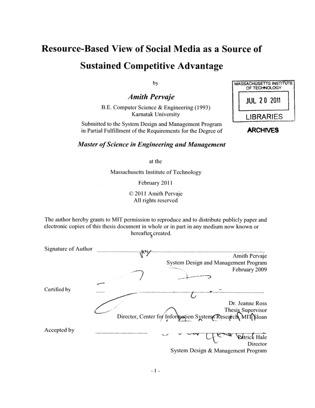 Resource-Based View of Social Media As a Source of Sustained Competitive Advantage