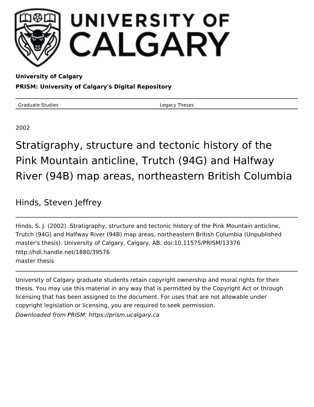 Stratigraphy, Structure and Tectonic History of the Pink Mountain Anticline, Trutch (94G) and Halfway River (94B) Map Areas, Northeastern British Columbia