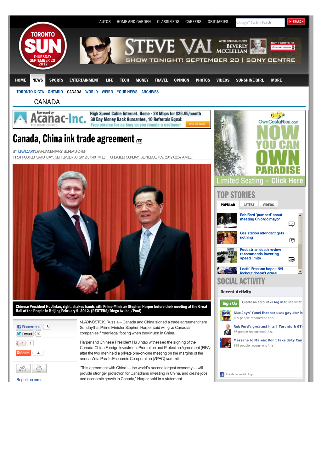 Canada, China Ink Trade Agreement | Canada | News | Toronto