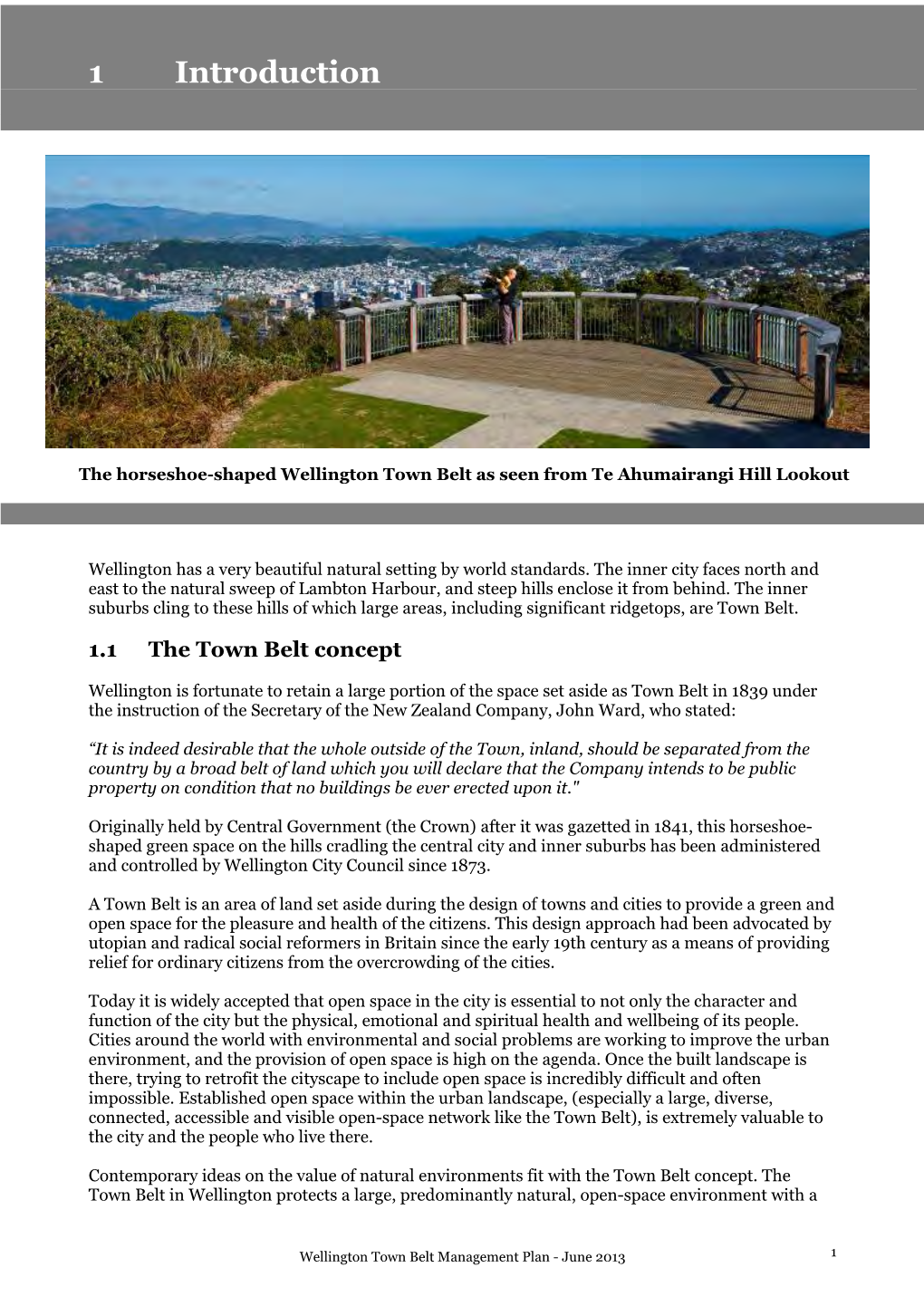 Wellington Town Belt Management Plan - June 2013 1