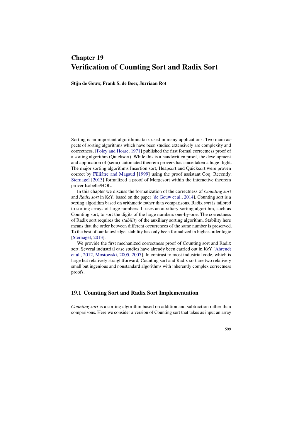 Verification of Counting Sort and Radix Sort