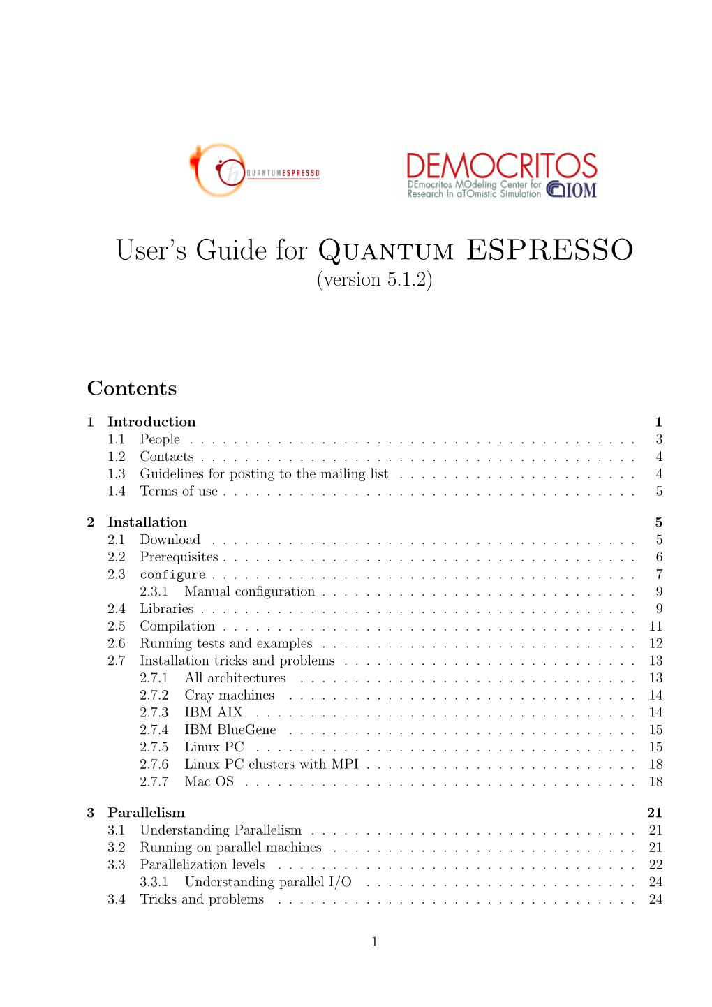 User's Guide for Quantum ESPRESSO