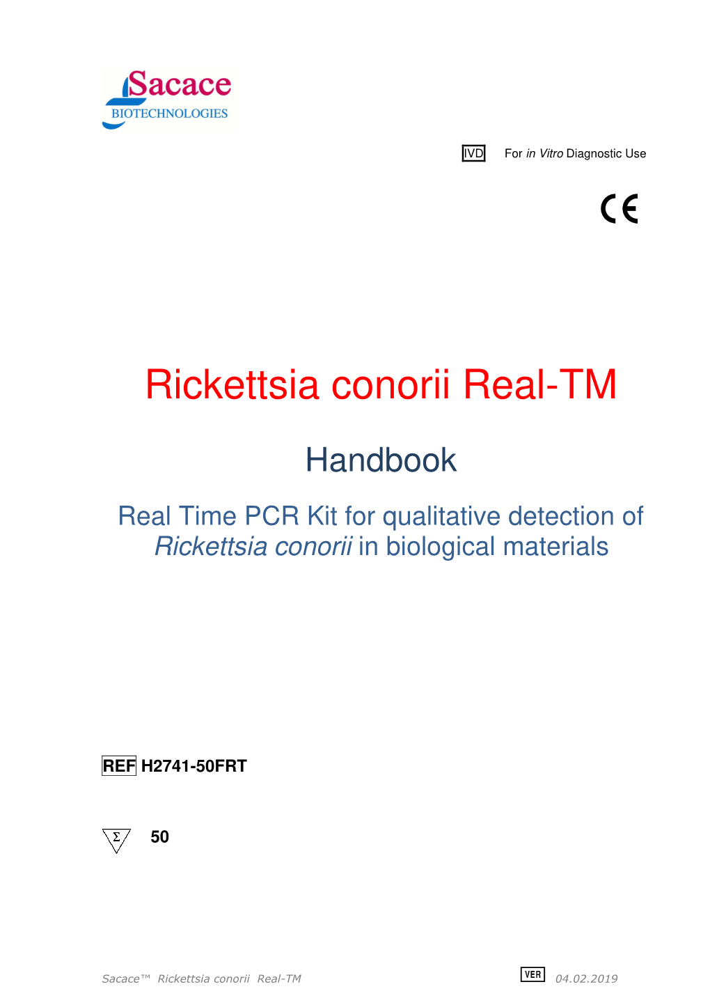 Rickettsia Conorii Real TM H2741 Ver 04022019