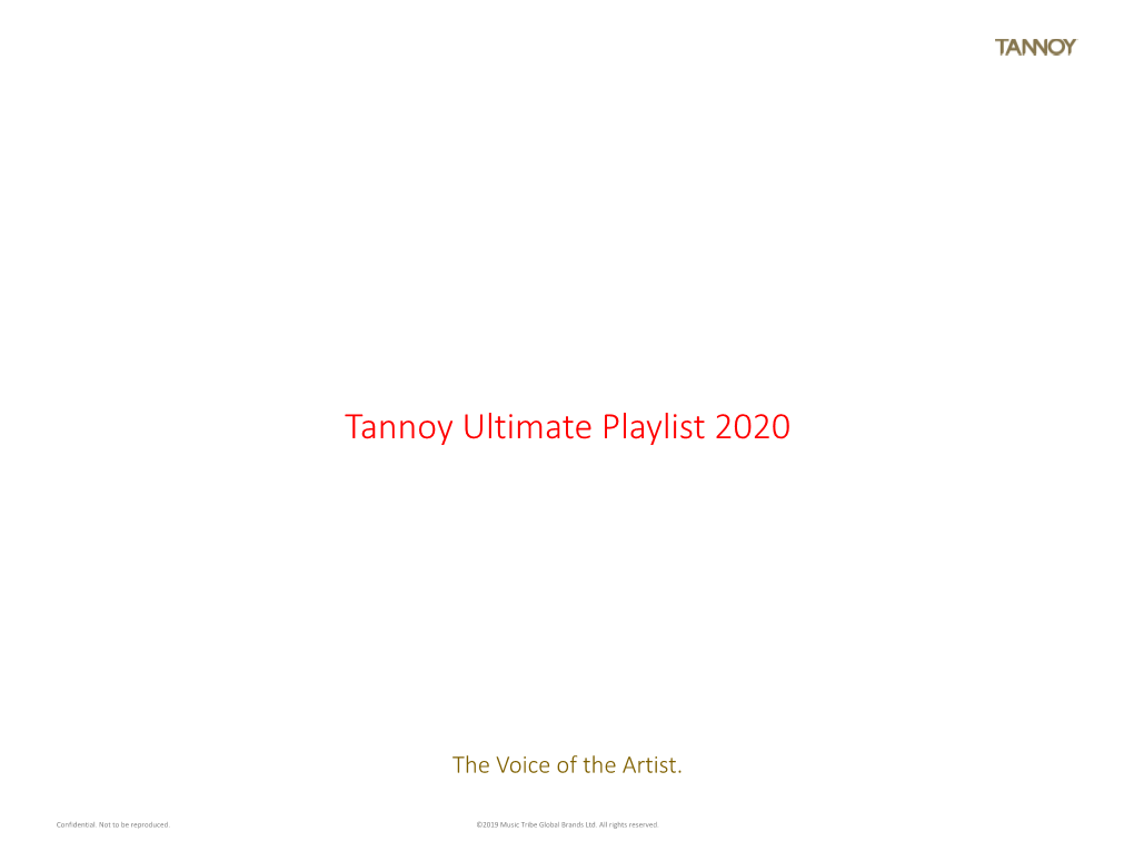 Tannoy Ultimate Playlist 2020