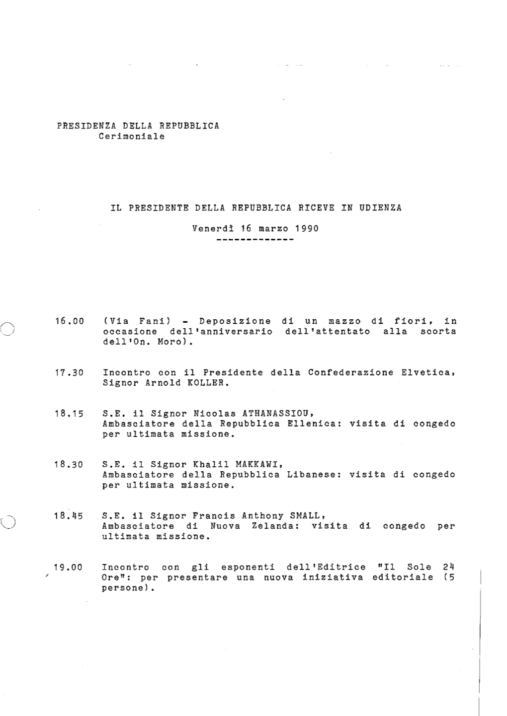 Via Fani) - Deposizione Di Un Mazzo Di Fiori, in Occasione Dell'anniversario Dell'attentato Alla Scorta Dell 'On