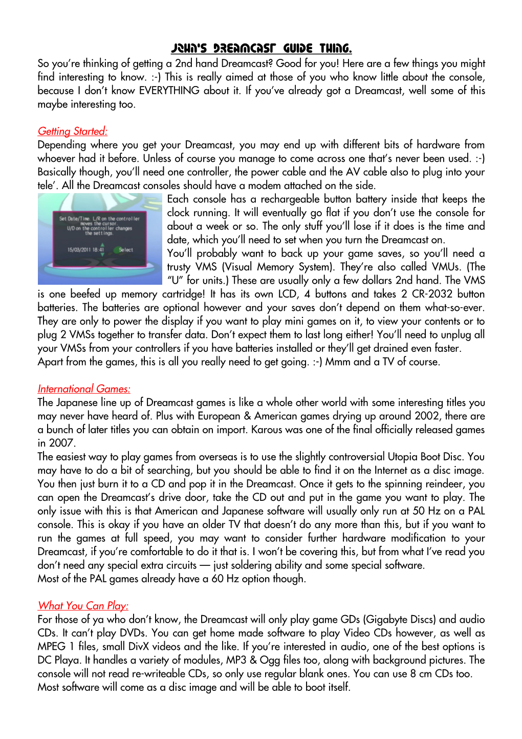 John's Dreamcast Guide Thing