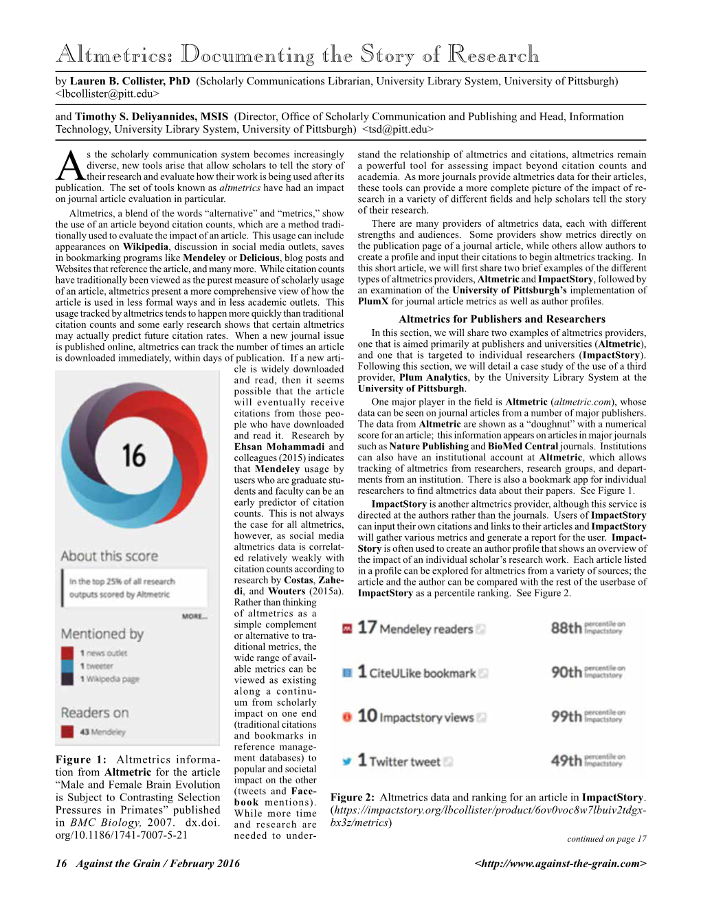 Altmetrics: Documenting the Story of Research by Lauren B