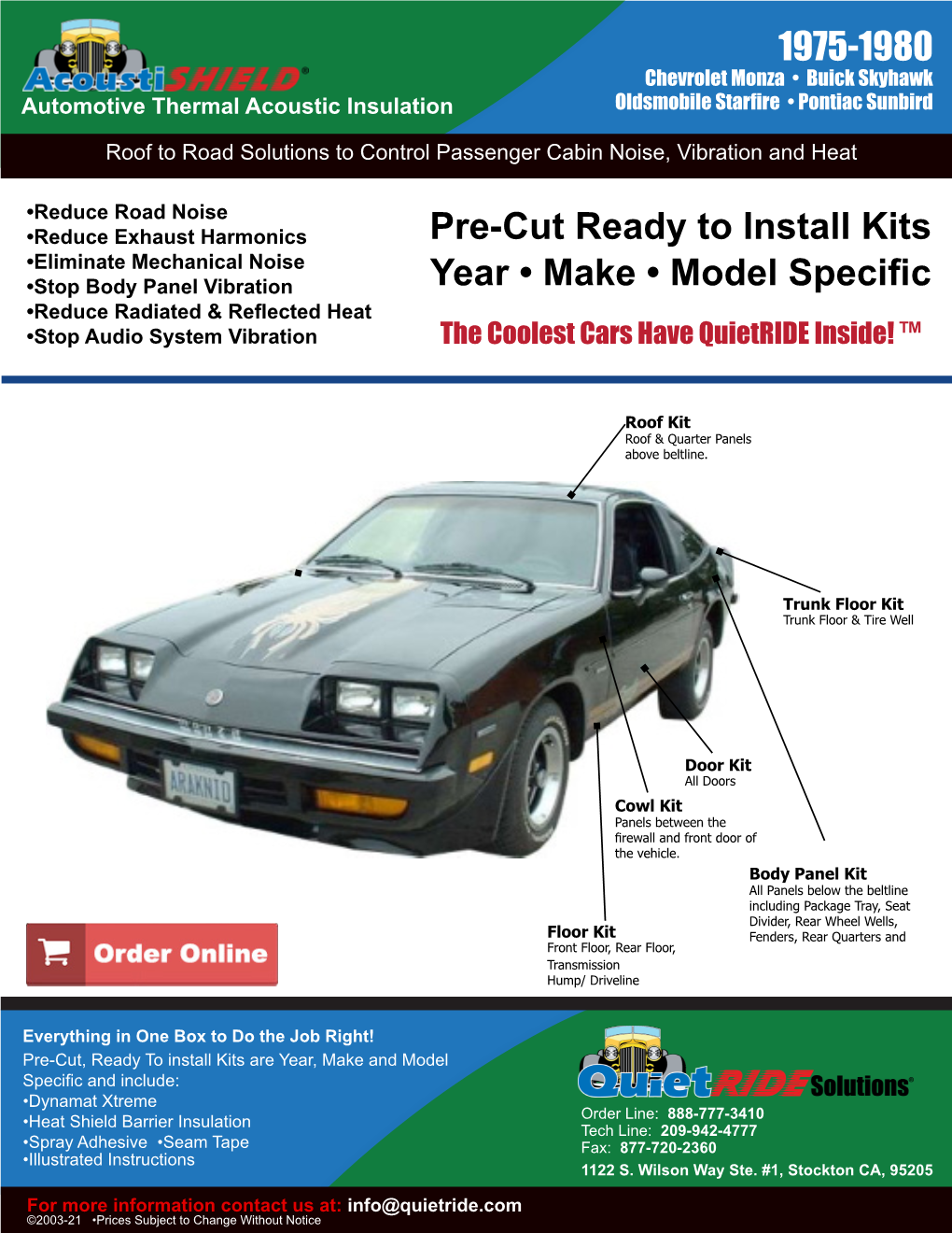 Pre-Cut Ready to Install Kits Year • Make • Model Specific 1975-1980