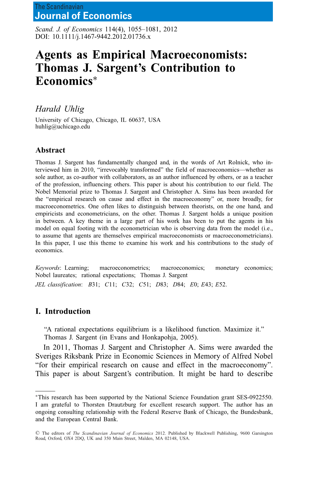 Thomas J. Sargents Contribution to Economics