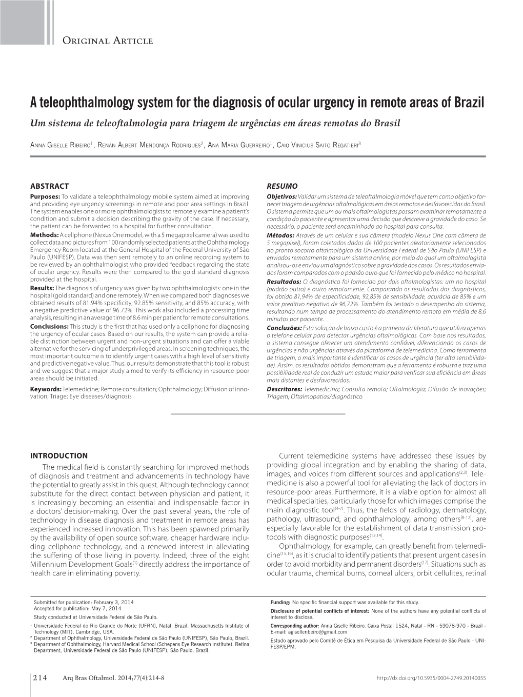 A Teleophthalmology System for the Diagnosis of Ocular Urgency In