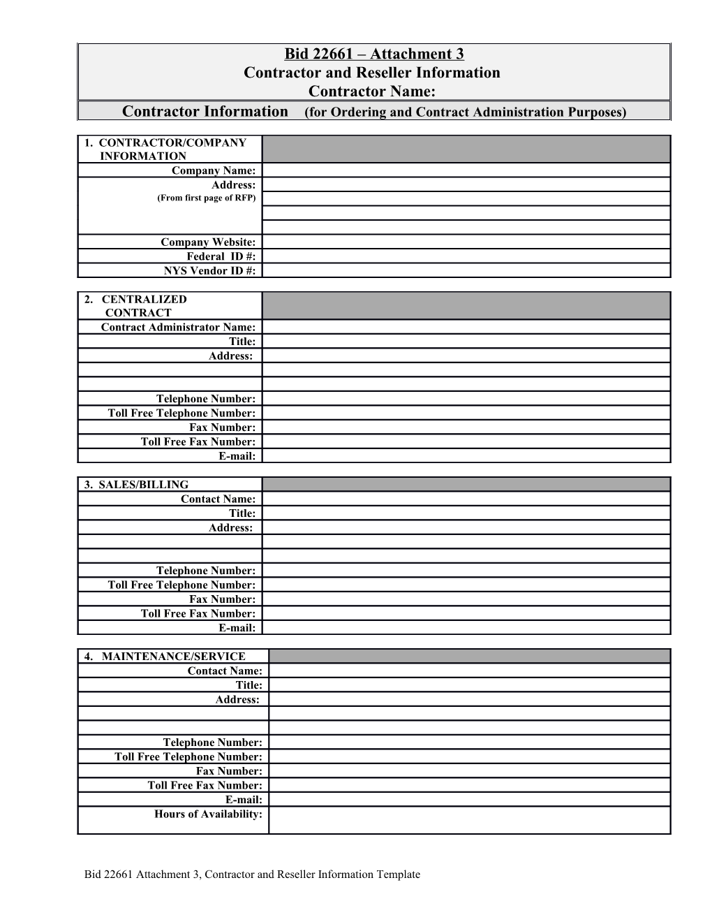 Contractor Information (For Ordering and Contract Administration Purposes)