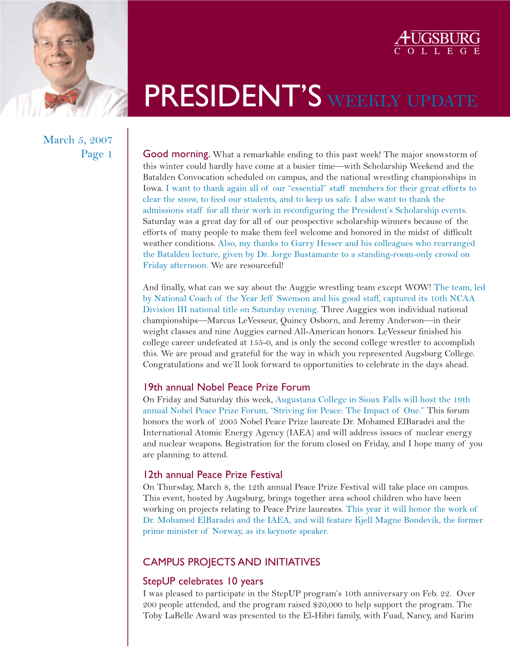 President'sweekly Update