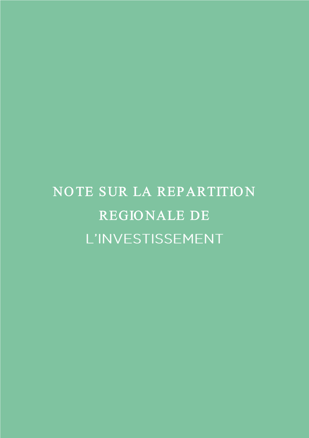 Note Sur La Repartition Regionale De