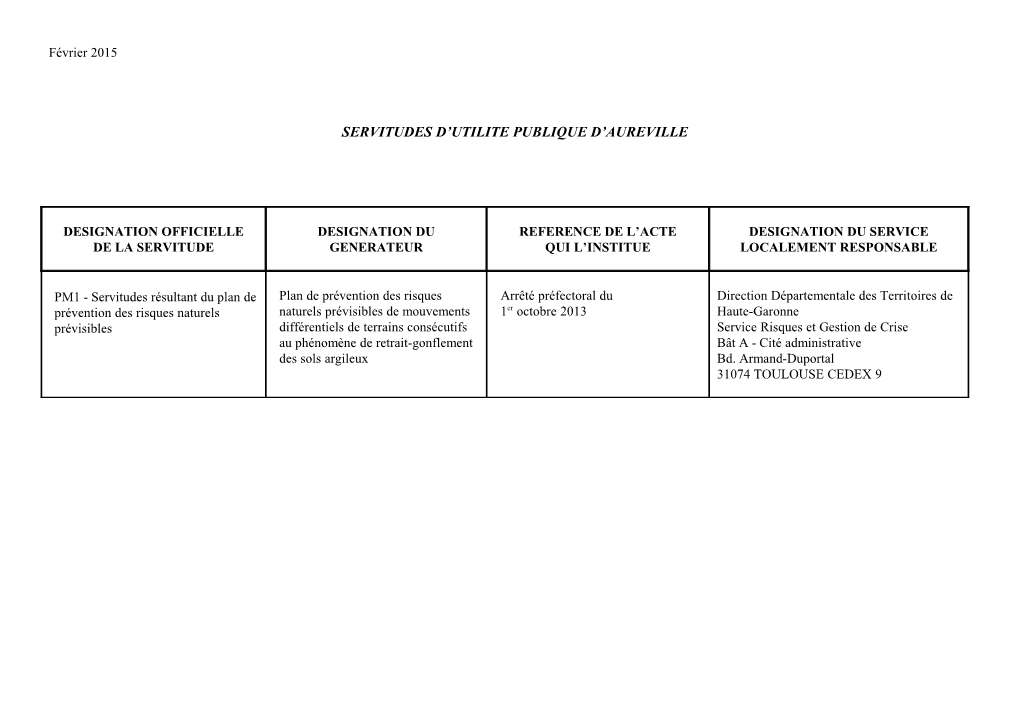 Servitudes D'utilite Publique D'aureville