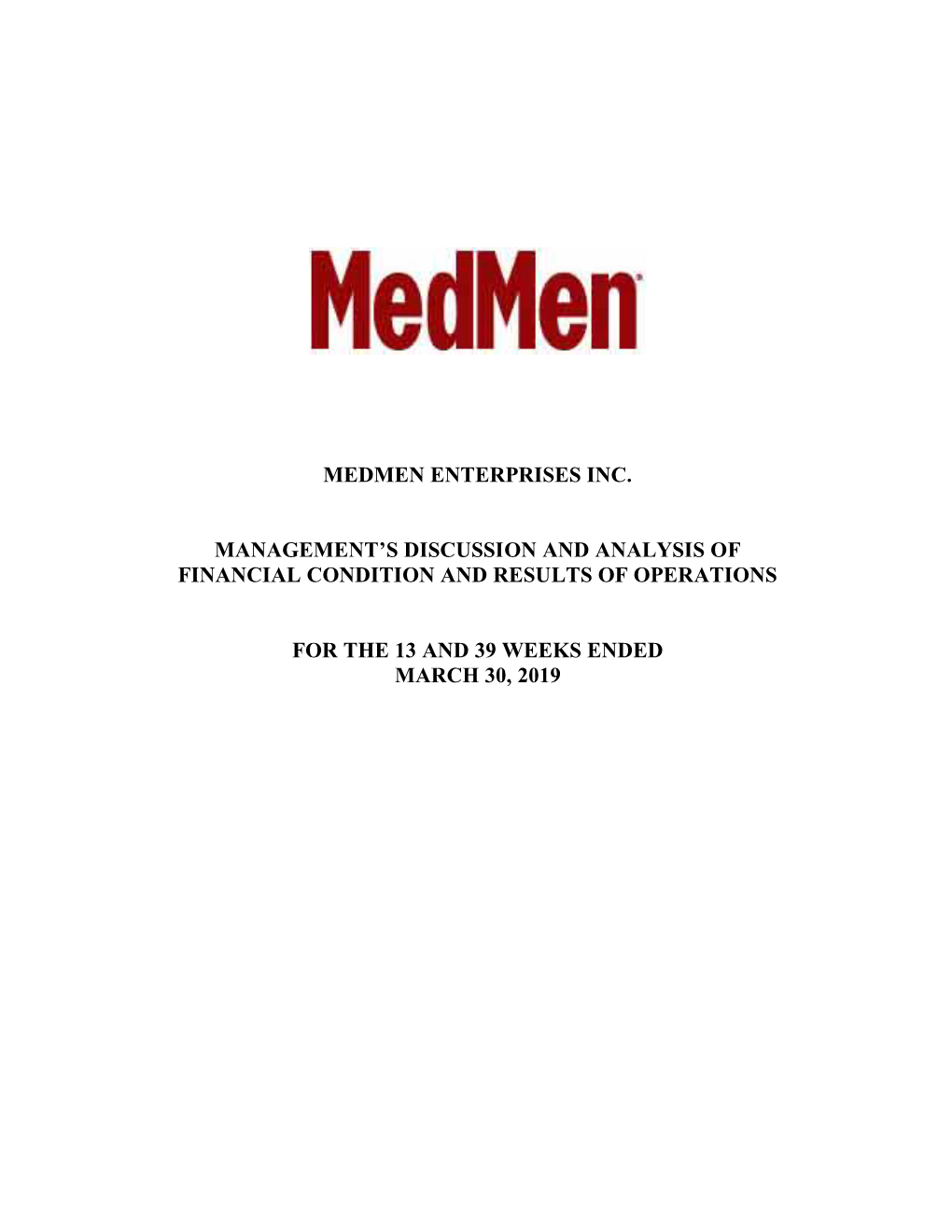 Medmen Enterprises Inc