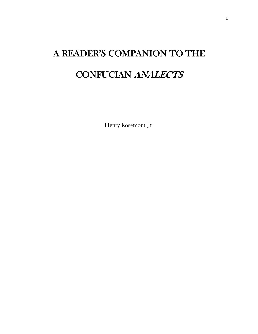 A Reader's Companion to the Confucian Analects