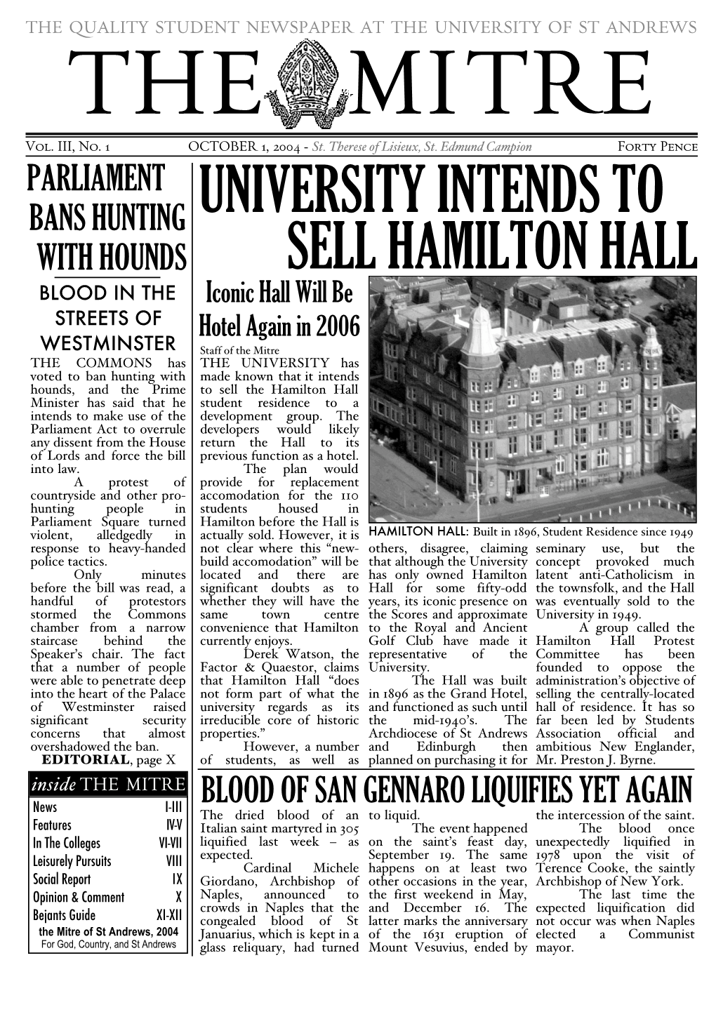 University Intends to Sell Hamilton Hall