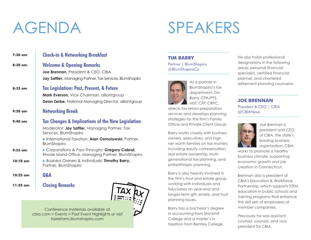 Speakers Agenda