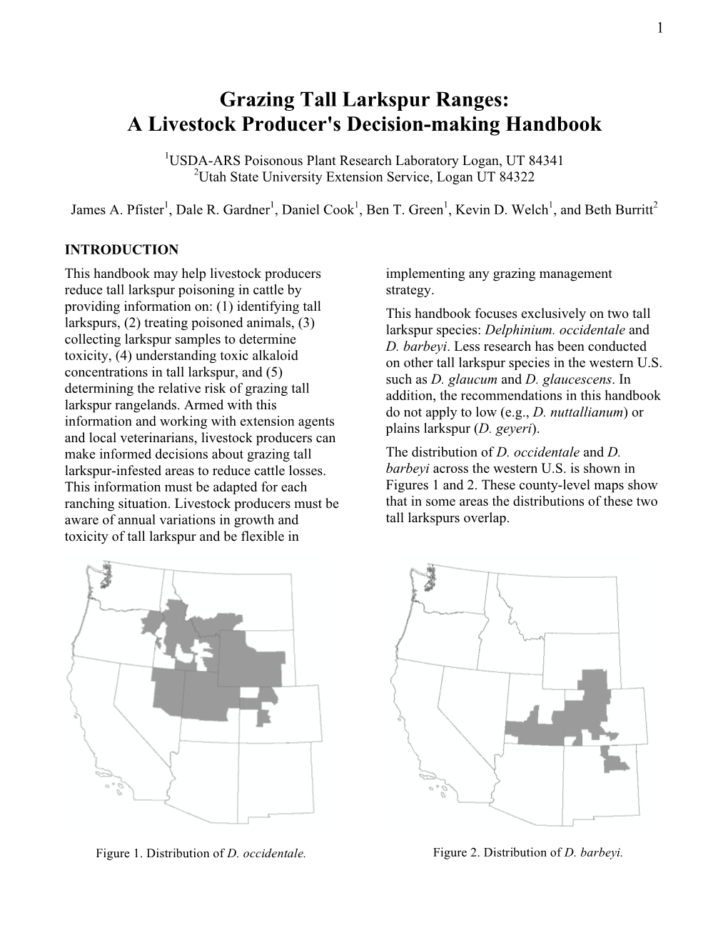 Grazing Tall Larkspur Ranges: a Livestock Producer's Decision-Making Handbook