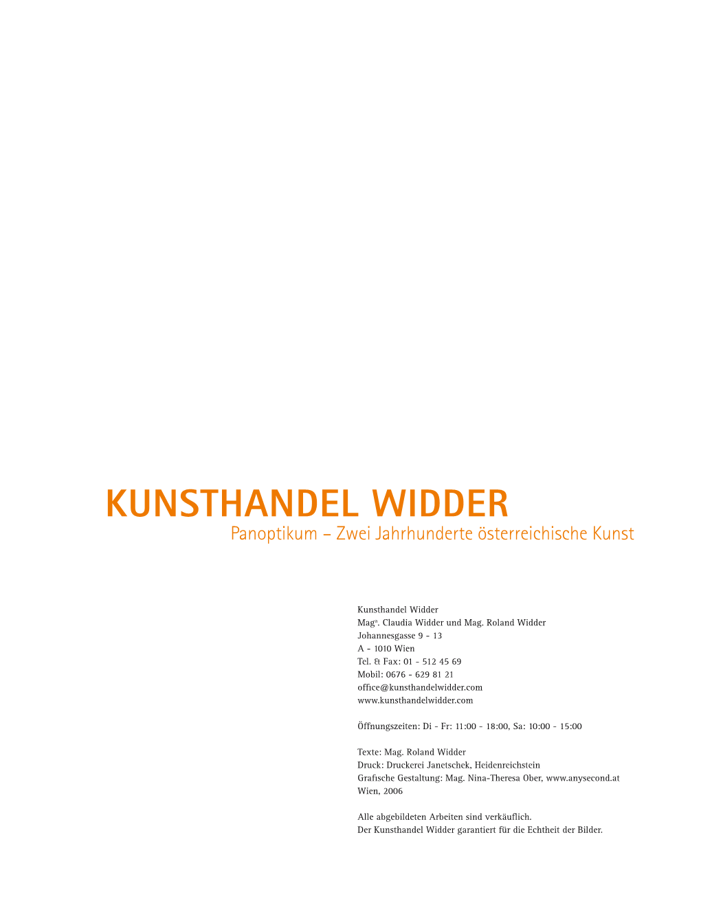 KUNSTHANDEL WIDDER Panoptikum – Zwei Jahrhunderte Österreichische Kunst