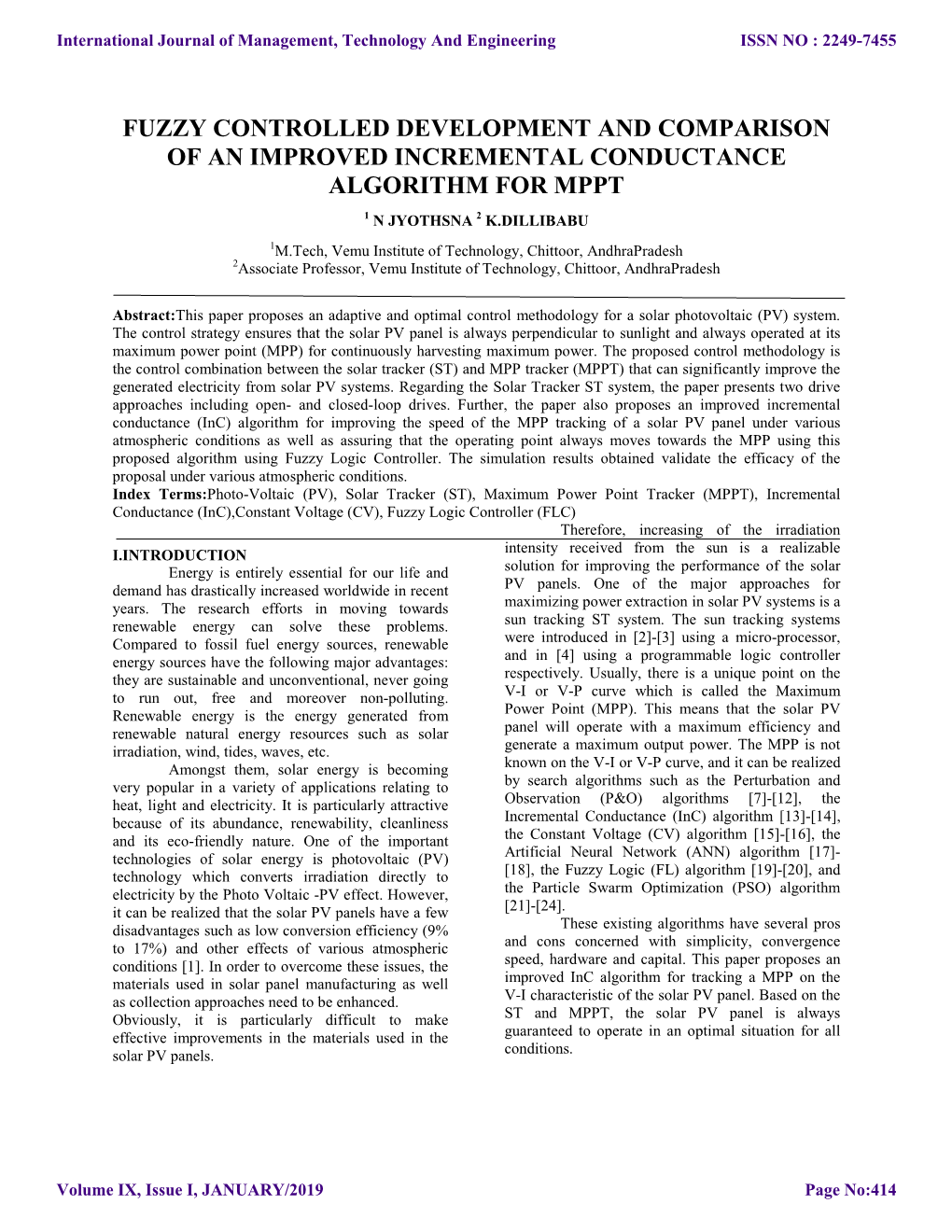 Fuzzy Controlled Development and Comparison of an Improved