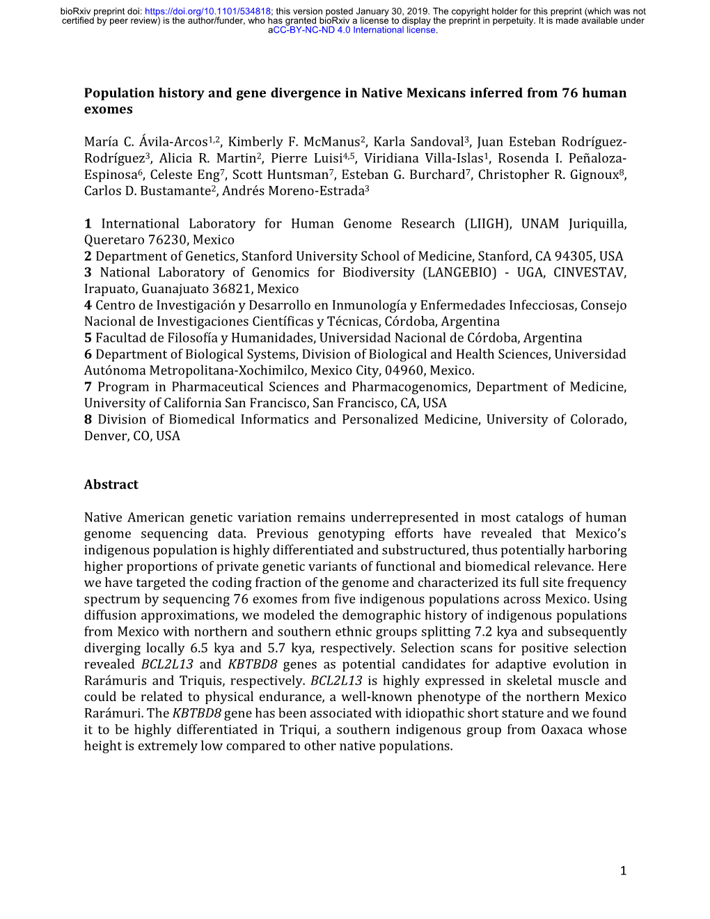 Population History and Gene Divergence in Native Mexicans Inferred from 76 Human Exomes