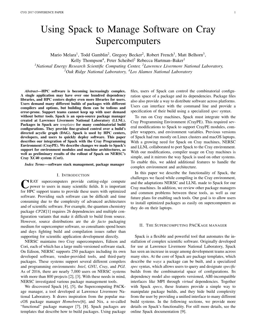 Using Spack to Manage Software on Cray Supercomputers