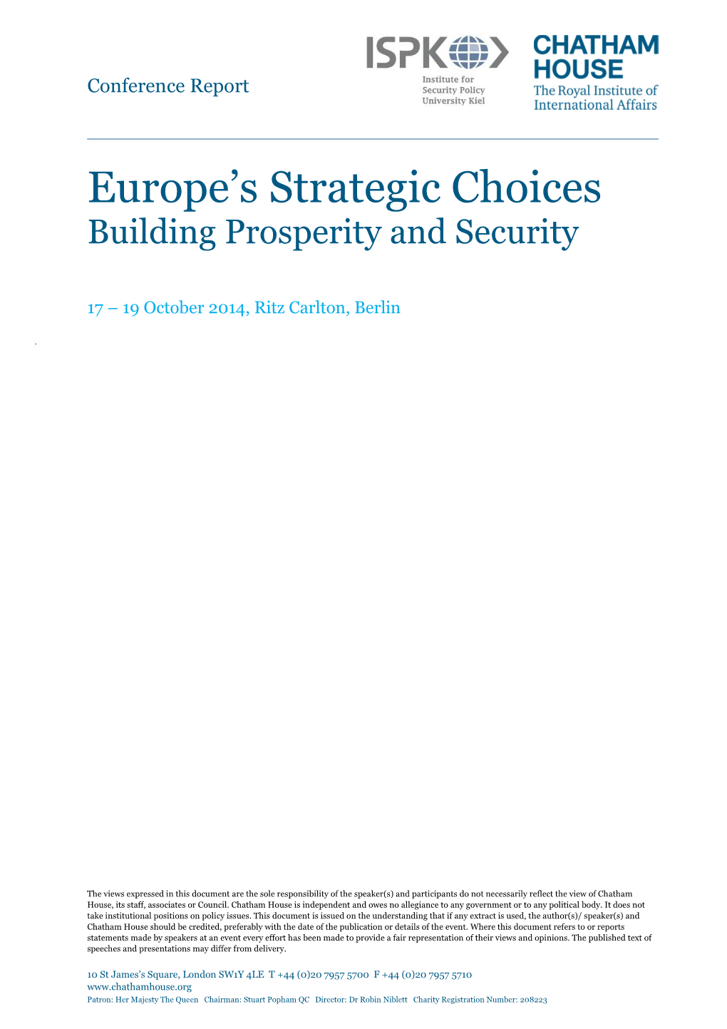 Europe's Strategic Choices