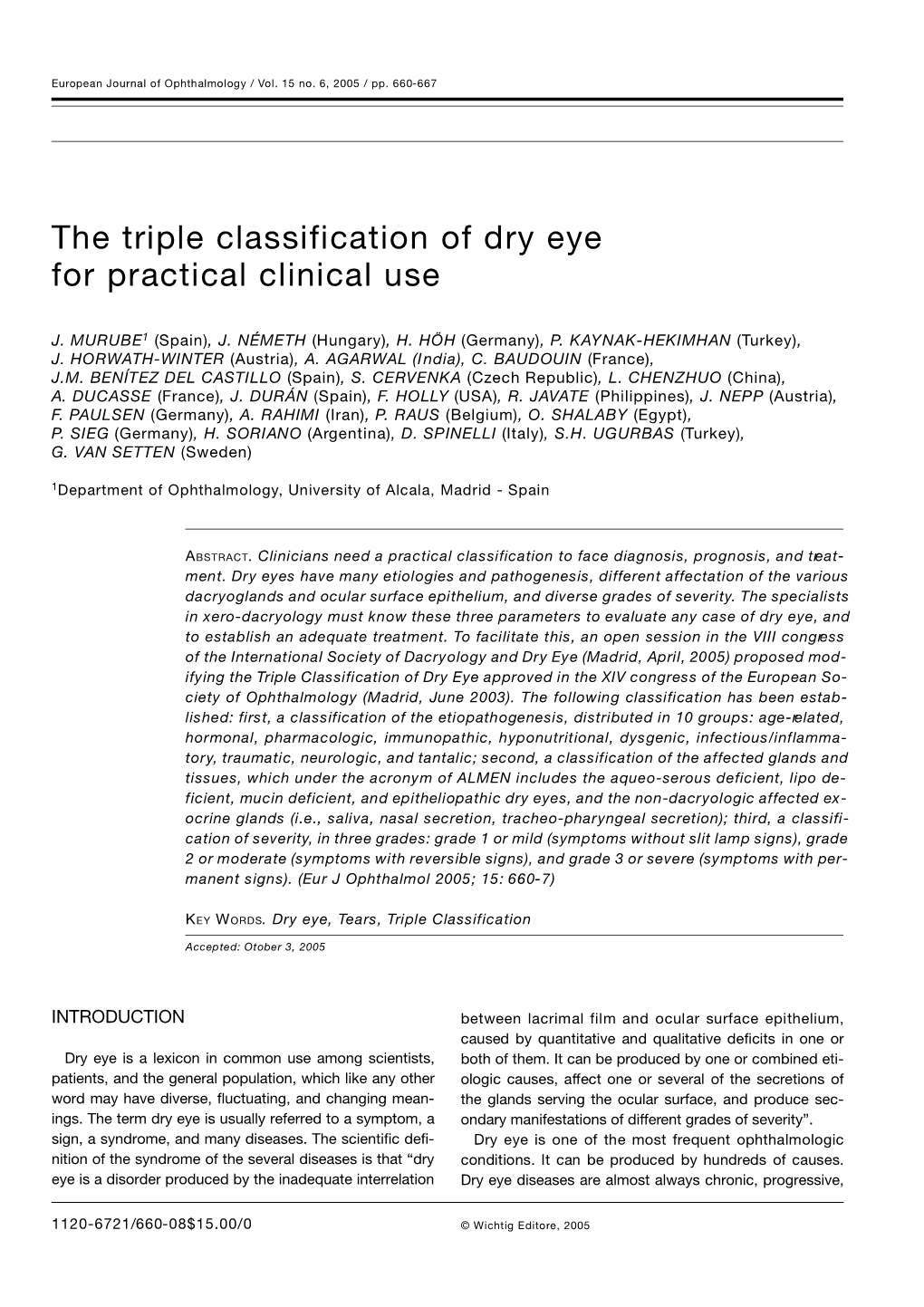 The Triple Classification of Dry Eye for Practical Clinical Use