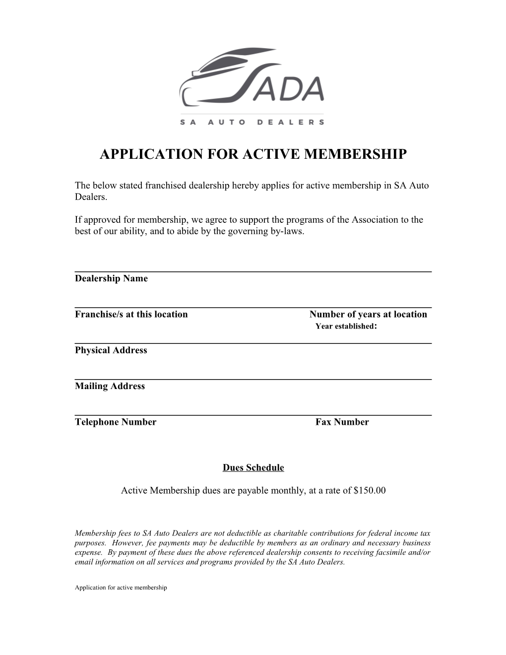 Application for Active Membership