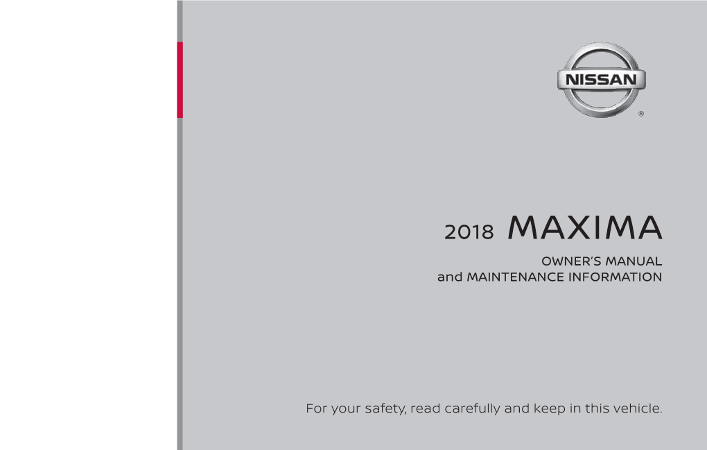 2018 Nissan Maxima | Owner's Manual and Maintenance Information